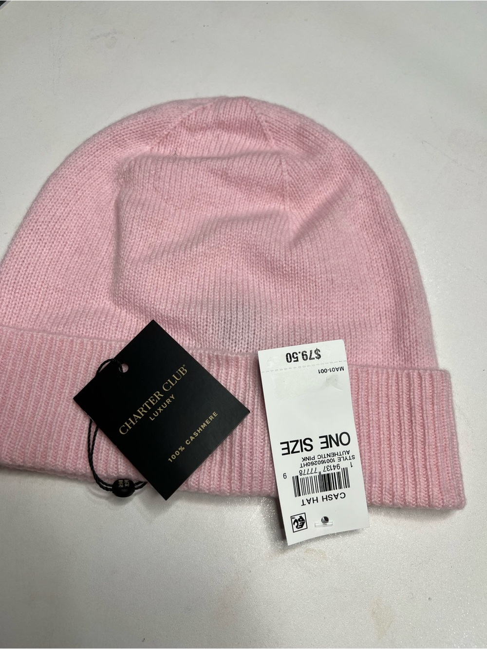 Charter Club Light Pink 100% Cashmere womans Beanie